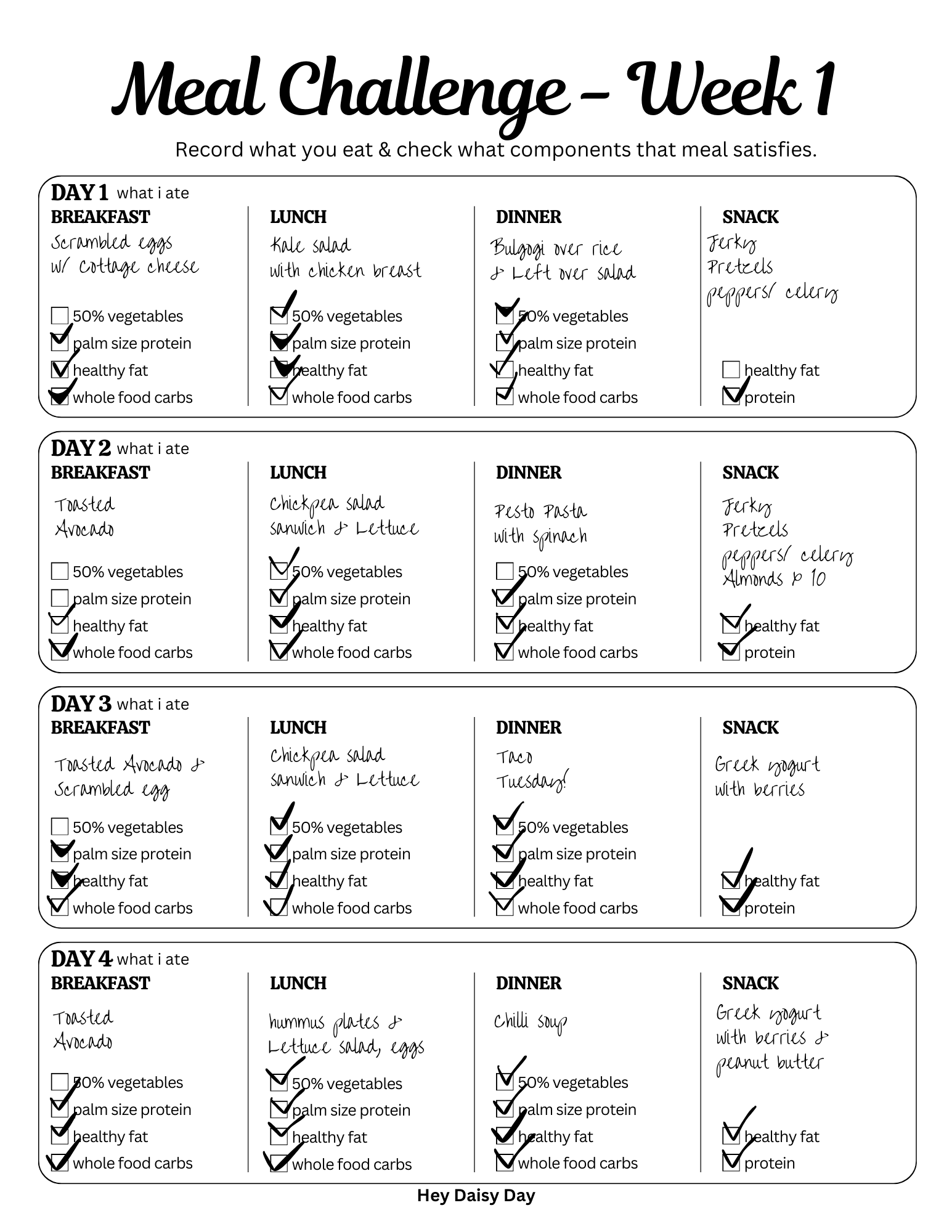 Meal challenge Page